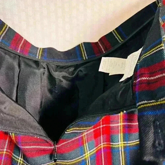 Lands End Tartan Plaid Midi Skirt Petite 12 100% Wool Red & Green - Picture 6 of 6